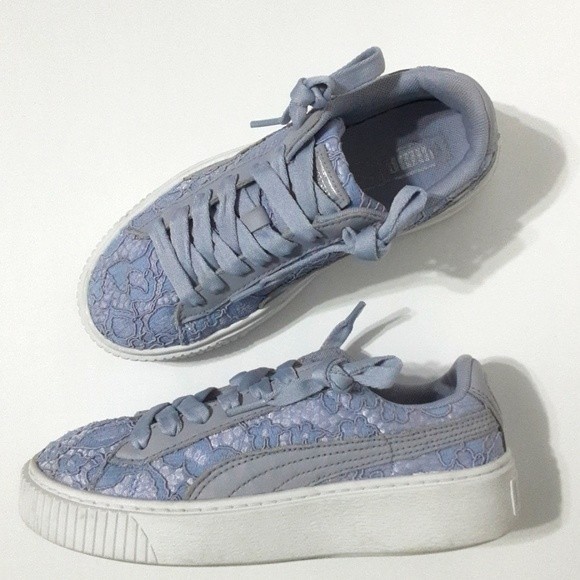 Puma Basket Platform Fo Icelandic Blue Low Top Sneakers US 6.5 Trendy Streetwear - Picture 5 of 8